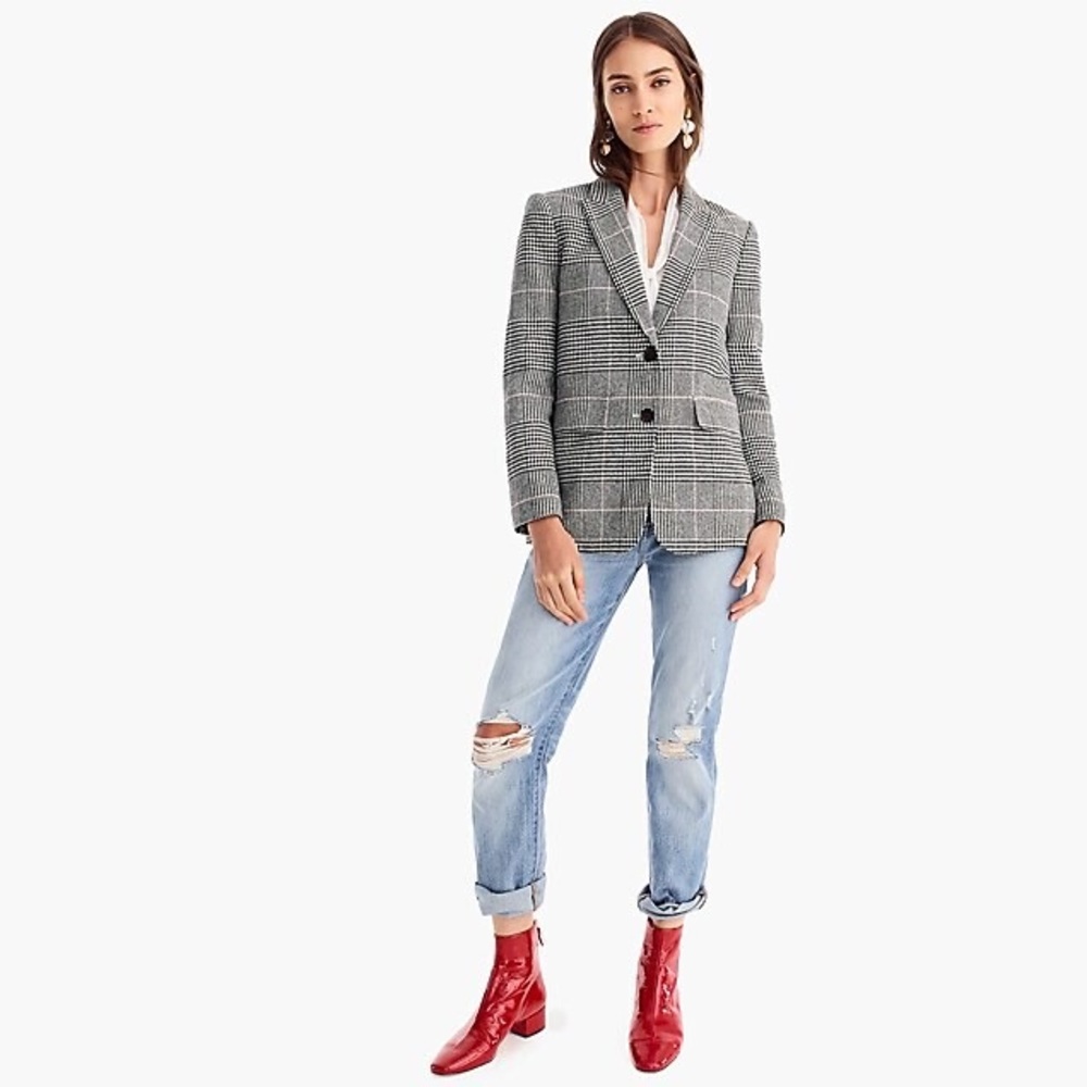 J. Crew Glen Oversize Plaid Wool Blend Blazer 4